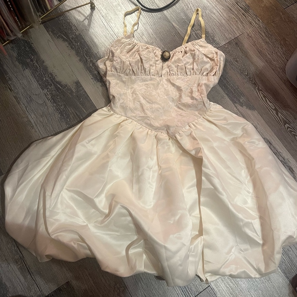 Elegant Cream Romantic Bubble Skirt Dress